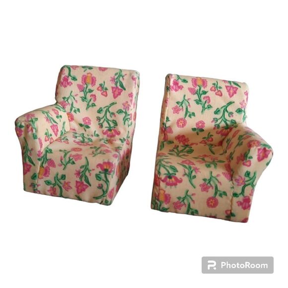 Fisher Price Loving Family Dollhouse Living Room Yellow 2 Seat Sofa Split Chair - Picture 4 of 5